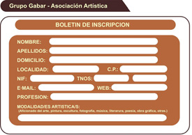Boletn de Inscripcin al Grupo GABAR, Asociacin Artstica